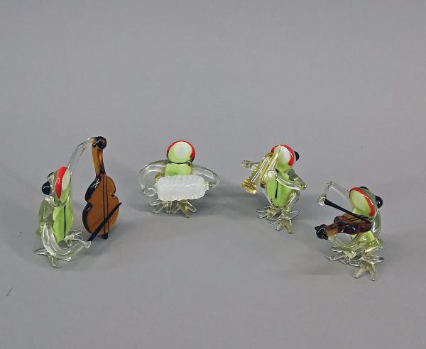 Lauscha Glasfigur Frosch-Orchester H5cm