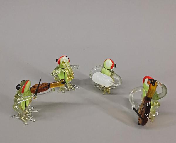 Lauscha Glasfigur Frosch-Orchester H5cm