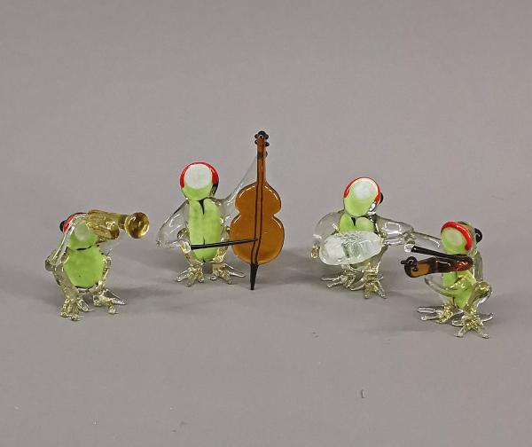 Lauscha Glasfigur Frosch-Orchester H5cm