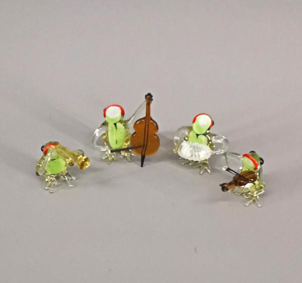 Lauscha Glasfigur Frosch-Orchester H5cm