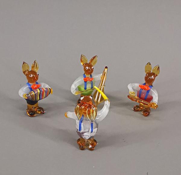 Lauscha Glasfigur Hasen-Orchester Hca.4cm