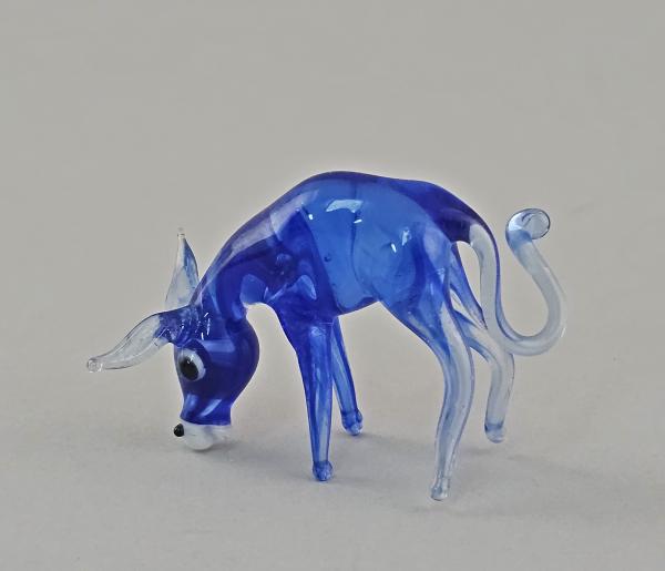 Lauscha Glasfigur Esel blau 5x3,5cm