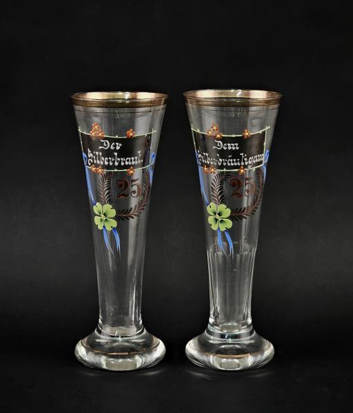 Paar Gläser Silberhochzeit