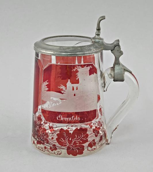 Andenken Glasbierkrug Bingen / Ehrenfels