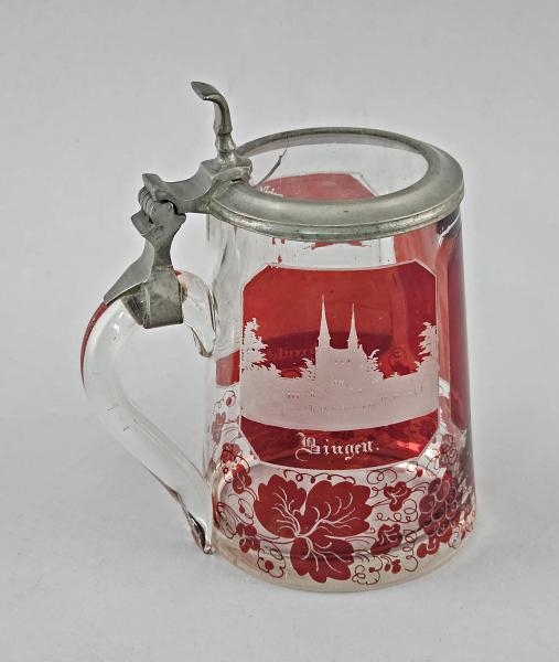 Andenken Glasbierkrug Bingen / Ehrenfels