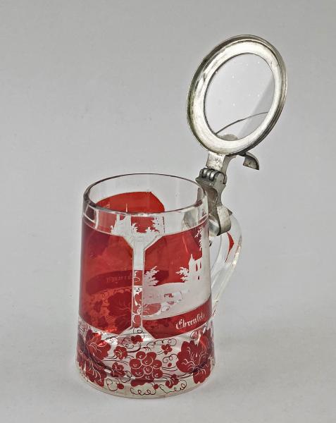 Andenken Glasbierkrug Bingen / Ehrenfels