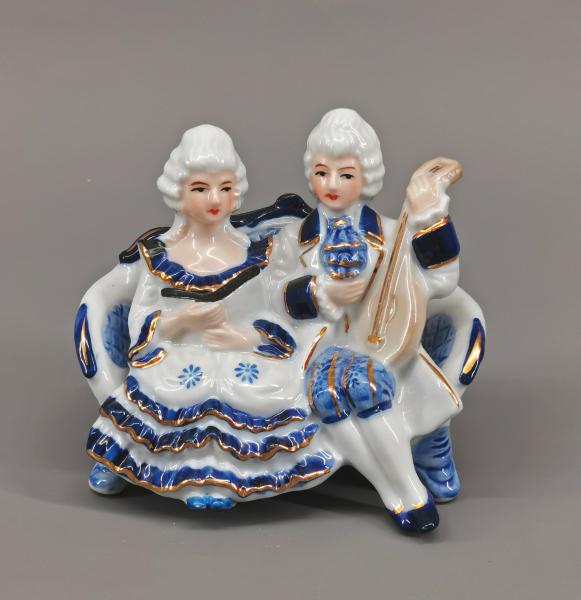 Rokoko-Figuren-Paar kobalt gold
