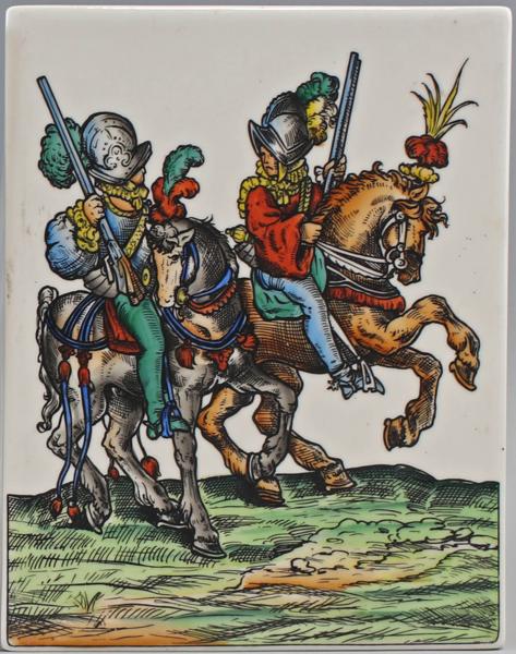 Porzellan-Bildplatte Reiter