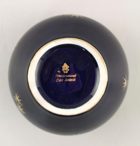 Porzellan Vase Echt- kobalt handbemalt gold 60er Jahre Vintage