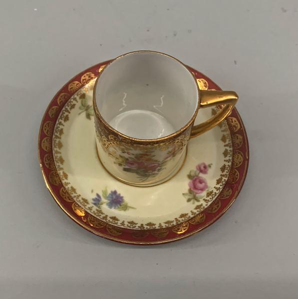 Porzellan Vitrinen-Tasse Mokkatasse Thüringen Jugendstil Rose