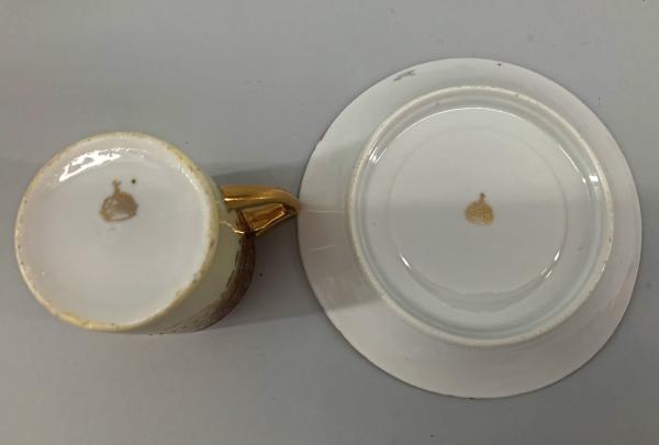 Porzellan Vitrinen-Tasse Mokkatasse Thüringen Jugendstil Rose