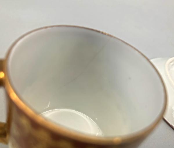 Porzellan Vitrinen-Tasse Mokkatasse Thüringen Jugendstil Rose
