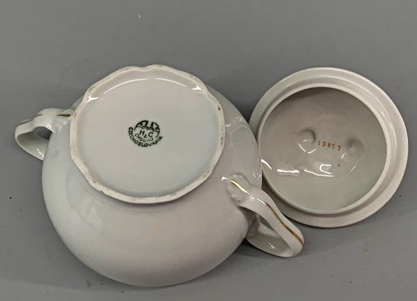Zucker-Dose H&C Chodau Golddekor 50 / 60er Jahre Design