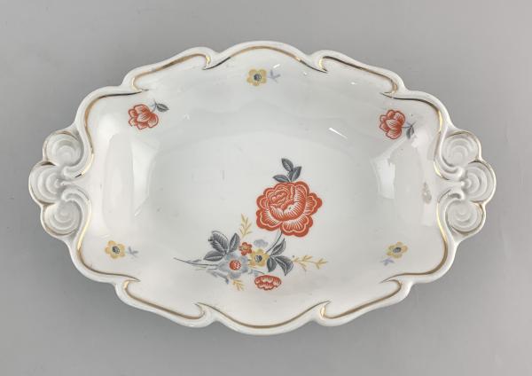 Porzellan ovale Kuchen-Platte Schale Thüringen Blumendekor