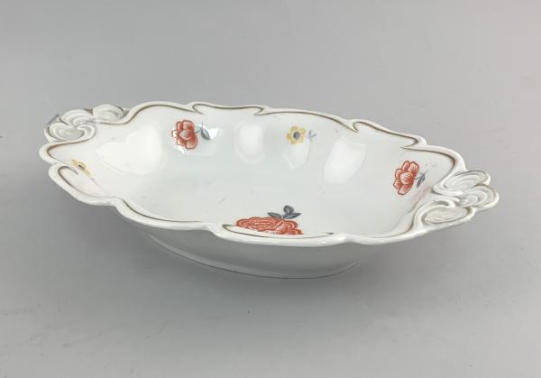 Porzellan ovale Kuchen-Platte Schale Thüringen Blumendekor