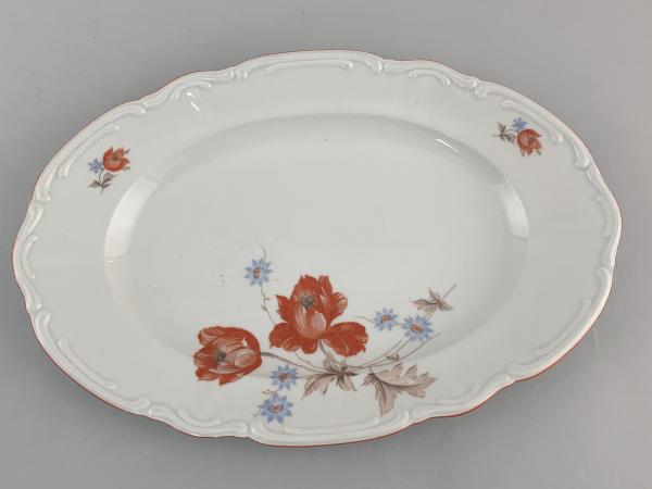 Porzellan ovale Kuchen-Platte Schale Bareuther Blumendekor