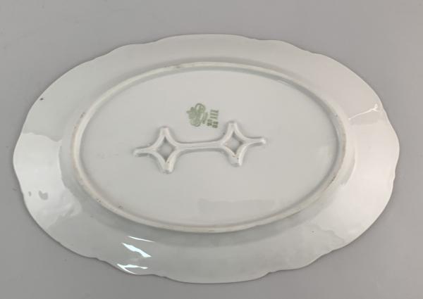 Porzellan ovale Kuchen-Platte Schale Bareuther Blumendekor