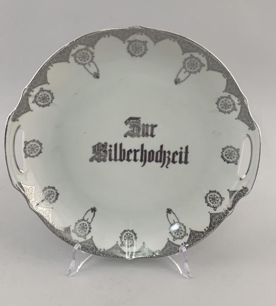 Porzellan Teller Silberhochzeit um 1900 Jugendstil