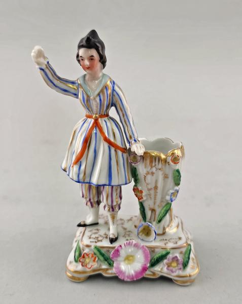 Kleine Porzellanfigur Nippesvase / Zündholzhalter