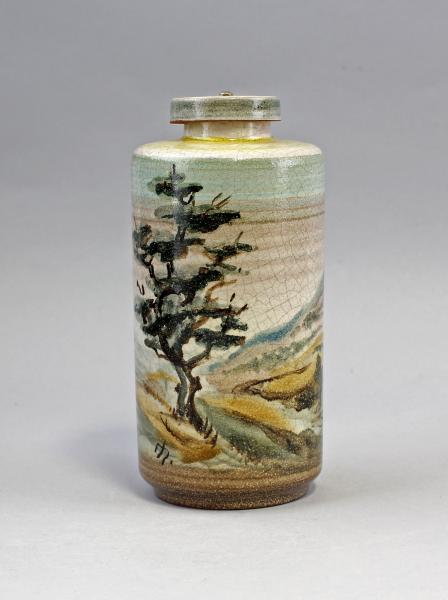 handbemalte Flasche-Karaffe Landschaft.
