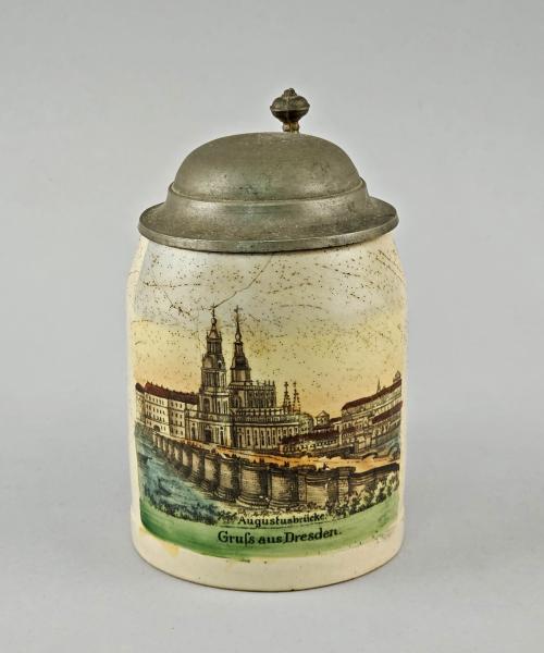 Kleiner Andenken-Bierkrug Augustusbrücke Dresden