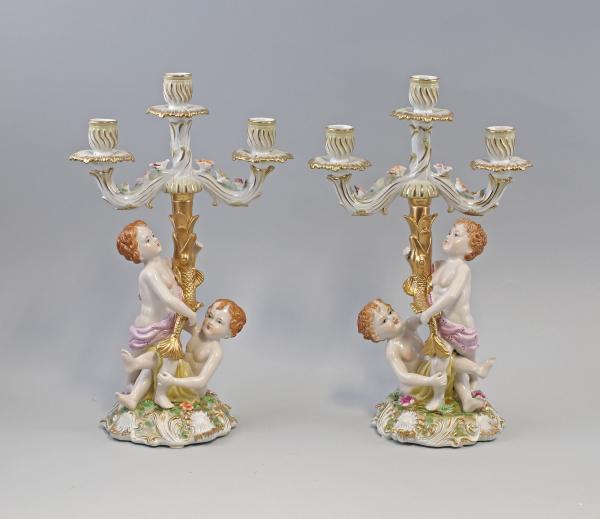 Paar Barock Leuchter mit Putten