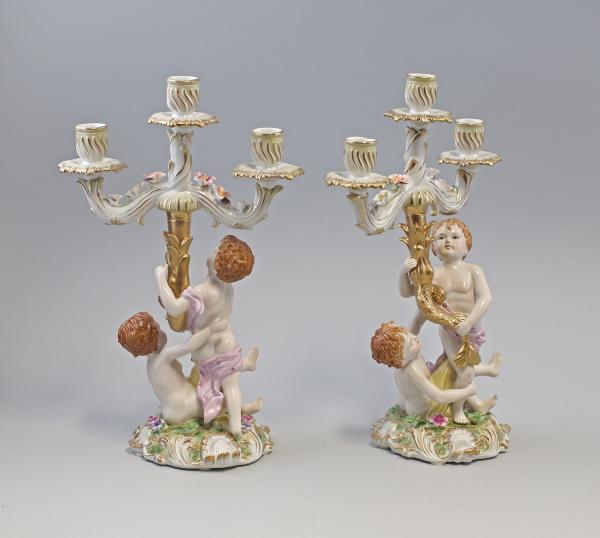 Paar Barock Leuchter mit Putten