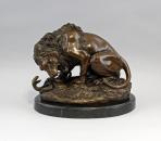 Bronze Barye Löwe und Schlange