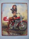 Blechschild Eisen Motorrad Pin-up Girl No Swimming